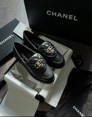 Chanel loafer Shoes black 香奈兒樂福鞋 黑色菱格紋金扣logo 小羊皮 平底鞋 G36646 X01000 94305 size35-39 全新正品正貨