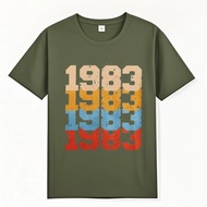 2026NEWMen t-shirt Trendy Vintage 1983 Distressed Men Classic T-shirtd Pure Cotton 83 O-neck Print 3