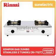 Rinnai RI 712 T Kompor Gas Stove 2 Tungku Stainless Steel RI-712 T / RI712 T / RI 712T - Silver