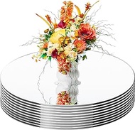 12inch Round Mirror Tiles for Centerpieces, 9PCS Mirror Trays Flat Circle Mirrors for Tables Mirror