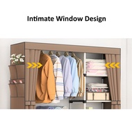 Wardrobe Almari Baju Rak Clothes Organizer Multipurpose Storage Rack Cabinet Bedroom Furniture Cupboard Dust Cover