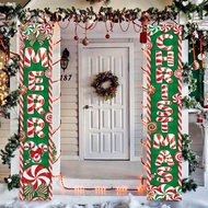Christmas Candy Cane Banner Banner Couple Flag Party Atmosphere Background Cloth Porch Banner