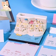 3D Calendar 2026 Time Piece Calendar 3D Art Memo Pad Desk