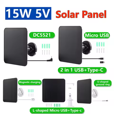 Solar Panel for Camera Outdoor 15W Solar Cells Charger Compatible with Eufycam Ring Arlo Google Wate