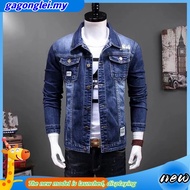 Ready Stock jaket jeans lelaki denim coat Denim jacket mens slim vintage stretch jeans suit trendy brand spring autumn m