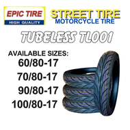 Epic Tire (TL001) Street Tire Tubeless For SNIPER 150mxi, ROUSER, RAIDER R150, WAVE 60/80, 70/80, 90/80, 100/80-17