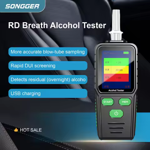 RD930 RD900 Breathalyzer Alcohol Tester LED Buzzer Dual Alarm DC 5V Rechargeable High Accuracy for D