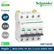 Schneider A9F74432 Miniature Circuit-Breaker Acti9 iC60N 4P 32 A C Curve 6000 A (IEC 60898-1) 10 kA 