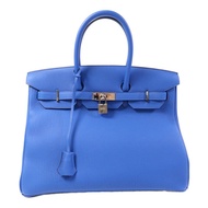HERMES Togo皮革Birkin 35銀扣手挽袋Bleu Zellige