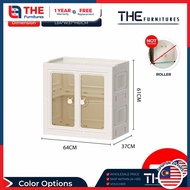 THE L64cm 2 Doors Wardrobe Multipurpose Foldable Stackable Storage Cabinet Storage Box With Roller