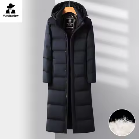 Winter New Men's Down Jacket Light Luxury Business Long Knee-length Thickened 95% Duck Down Parka Br