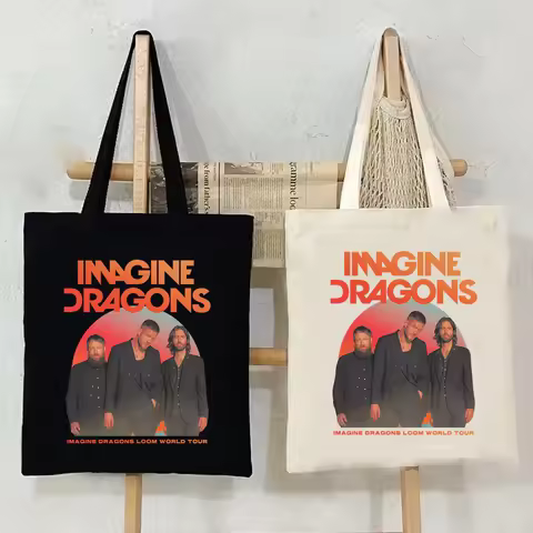 Imagine Dragons Loom World Tour 2025 Canvas Bag Shopping Canvas Shopping Tote Durable Eco-friendly B