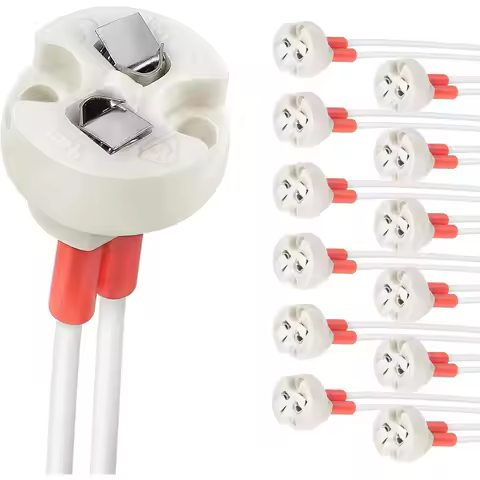 JOYINLED 10/20PCS G4 GU5.3 Bi-Pin Ceramic Lamp Socket with Wire Connector for MR16 MR11 Halogen LED 