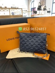 🔥99新✨全港最平 ‼支持面交陪驗 ‼🌈Lousi Vuitton Coussin PM Handbag Marine  Monogra Embossed Puffy Lambskin M20379 