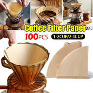 กระดาษดริป กระดาษกรองกาแฟ กระดาษดริป (100 แผ่น) ทรง V ก้นแหลม แผ่นกรองกาแฟสด กระดาษดริปและกากกาแฟสกัดเย็น รูปตัว วี coffee filter paper