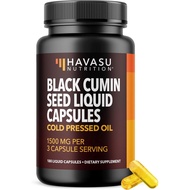 Cold Pressed Black Seed Oil Capsules - 1500mg Black Cumin Supplement for Immune Function, Digestive 