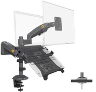 NB North Bayou Dual Arm 2 in 1 Combo, Laptop Mount with Adjustable Tray for 10-17”Notebook, Full Mot