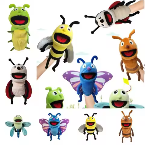 Sensory Animal Insect Hand Puppet Bees Ladybugs Dragonflies Hand Puppet Cartoon Role-Playing Hand Fi