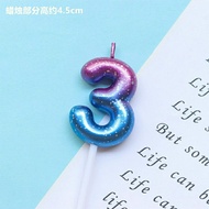 purple blue galaxy gradient number 3 happy birthday candle (RS3657)