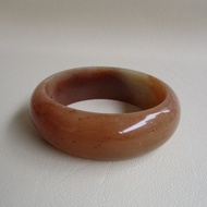 Nephrite Jade Bracelet Round Honey Flat Belly Inner Ring Size 61.5mm Width 22.4mm Suitable For All G