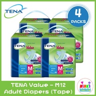 [4 PACKS] TENA Value Adult Diapers (Tape) | Size M 12pcs/pack