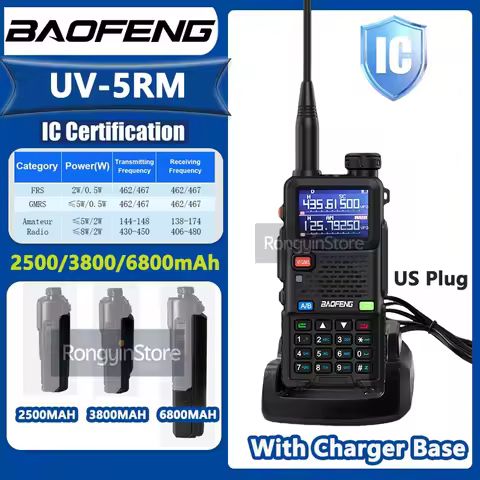 Baofeng UV-5RM Walkie Talkie 2500mAh/3800mAh/6800mAh IC Certification Type-C Frequency Copy High Pow