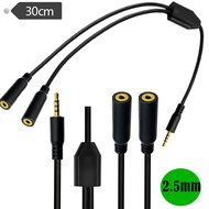 Gold Plated 4 Pole  2.5mm Male to Dual 2.5mm Female Y Splitter Audio Micphone Extension Cable Backup Camera Extension Cable TRRS