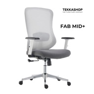 Tekkashop FCOC307MB White Fab Mid+ Back Mesh Office Chair with Lumber Support Adjustable Armrest and