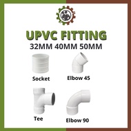 UPVC Pipe Fitting Paip UPVC  Socket Tee Elbow45 Elbow90  32mm 40mm 50mm