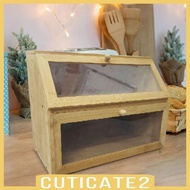 [Cuticate2] Bamboo Bread Box Bread Bin Cans Bread Holder Kitchen Canisters Bread Storage Container for Shop Flour Food Tea