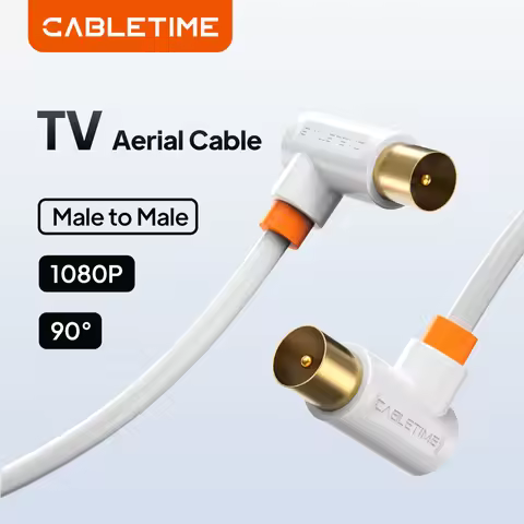 CABLETIME TV Cable 90degreeTV Line Satellite Antenna High Quality Cable 1080P M/M 3C2V Cable for HD 
