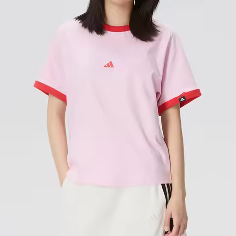Adidas genuine VERBIAGE new women's pink pure cotton short sleeved T-shirt KB7195