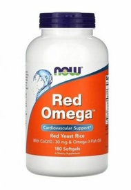 NOW Foods - Red Omega 紅麴米600毫克+奧米加 600毫克+輔酶Q10,180粒膠囊 (參考日期：11/2026)