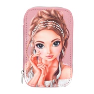 Depesche 12526 TOPModel Glitter Queen Jewellery Box in Pink with Rhinestones, Jewellery Box with Zip