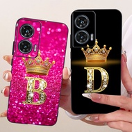 For Motorola Edge 50 Fusion Case XT2429-1 Cover Luxury Crown Letters Soft Black Silicone Phone Case 