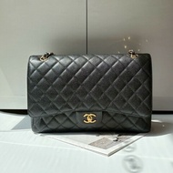 Chanel 金鍊黑荔枝皮單蓋CF 33 Maxi