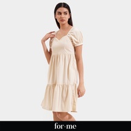 ForMe Suede Puff Sleeve Dress for Women (Tan).