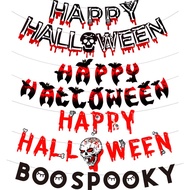 Halloween Banner Hanging Garland Bunting Bat Pumpkin Ghosts Spider Paper Banner Halloween Party Decorations Horror Props
