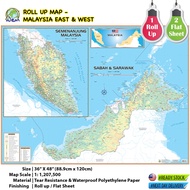 🌎 Roll Up Map - MALAYSIA EAST & WEST (36” x 48”) | Big Size High Quality Malaysia Map