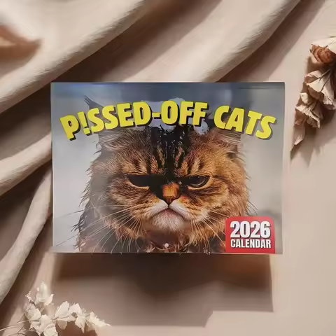 Angry Cat Calendar 2026 - Funny Monthly Planner with Bold "Pissed-Off Cats" Design, January to Decem