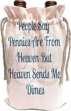 3dRose Image Of People Say Pennies Heaven Sends Me Dimes-Wine Bag, 13.5 by 8.5-inch, Beige
