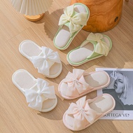 Bow Linen Slippers Indoor Sandals Slippers European American Simple ins Fabric Cotton Linen Slippers