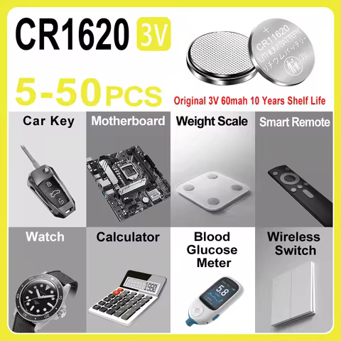 5-50PCS CR1620 Battery 3V Button Battery For Watch Car Remote Control Calculator Scales Shavers DL16