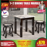 CT2.5X2.5NL-MTC CC888 1+2 Seater 2.5 Feet Square Grade A Marble Solid Wood Dining Set Kayu High Qual