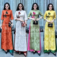 (DB379,DB380,DB381,DB382) LEOSWEARING brocade silk ao dai, floral-embellished turtleneck, half-sleev