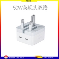 USB C 50W PD Fast Charging Dual Charger C Plug PD Adapter Travel UK Charging Cable Charger USB-C Charger