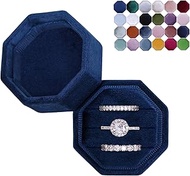 BLUTETE Velvet 3 Slots Jewelry Ring Box Engagement Wedding Box Keepsake Box Bridal Photo Ring Triple