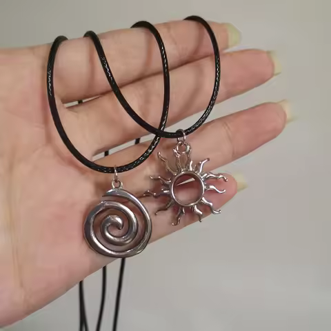 Punk Charms Jewelry Chains Vortex Swirl Pendant Necklaces Vintage Star Choker Women Fashion Goth Nec