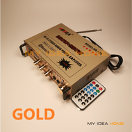 BOSCA USB/SD FM Stereo Audio Power Amplifier with Bluetooth 2 Mic input BLACK and GOLD