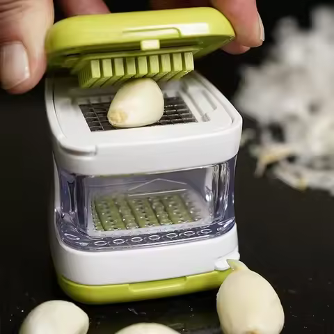 Easy Clean Garlic Press Vegetable Cutter Multifunction Plastic Crusher Ginger Slicer Dicer Mincer Ki